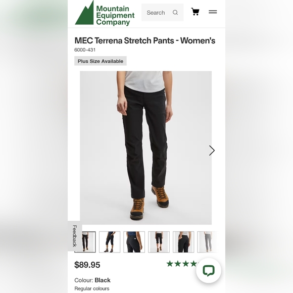 MEC Terrena Stretch Pants Hiking Black Size 4 Inseam 29.5" - Picture 13 of 14